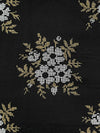 Black/White/Gold 100% Rayon Novelty Floral Print Challis 54W