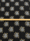 Black/White/Gold 100% Rayon Novelty Floral Print Challis 54W