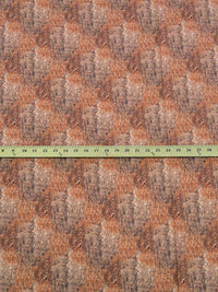 Pottery Orange/Cedar Brown/Almond Beige/Multi 100% Recycled Viscose Abstract Tree Bark-Look Print Shirt Weight Woven - Ecoliva - 58W