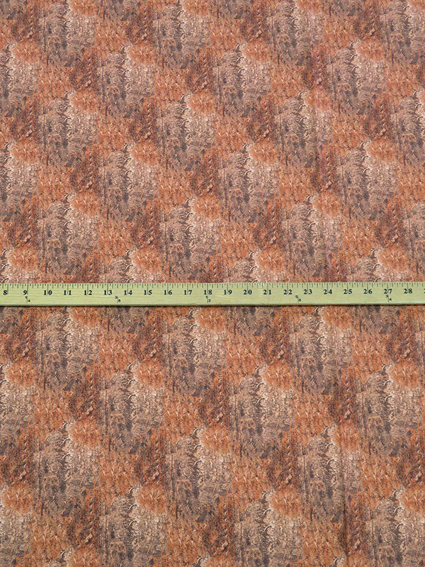 Pottery Orange/Cedar Brown/Almond Beige/Multi 100% Recycled Viscose Abstract Tree Bark-Look Print Shirt Weight Woven - Ecoliva - 58W