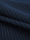 Navy Blue/Ghost White Wool/Nylon Vertical Pinstripe Novelty Weave Suiting 60W