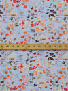 Pale Cerulean Blue/Bright Melon Orange/Iron Gray/Multi 100% Rayon Floral Print Challis 56W