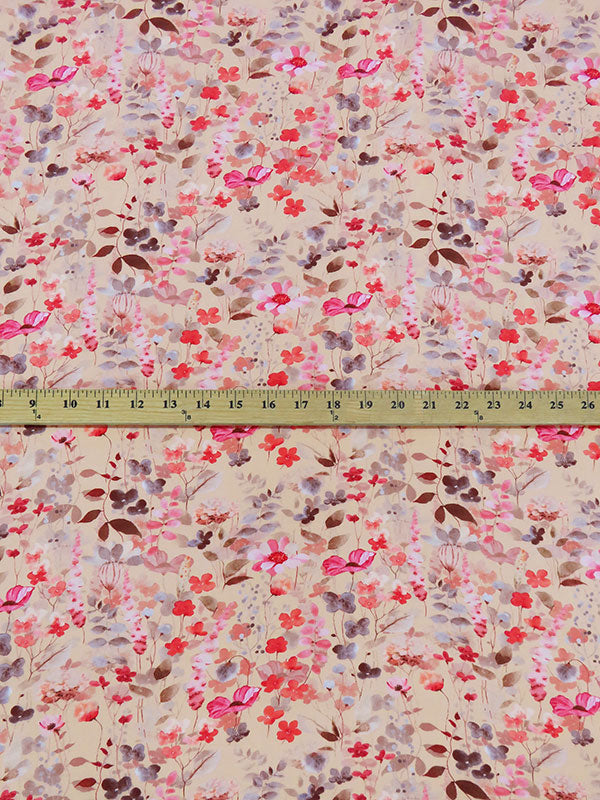 Dark Vanilla/Poppy Red/Iron Gray/Multi 100% Rayon Floral Print Challis 56W