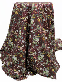 Dark Cabernet Red/Deep Forest Green/Apple Yellow/Multi 100% Rayon Floral Print Challis 58W