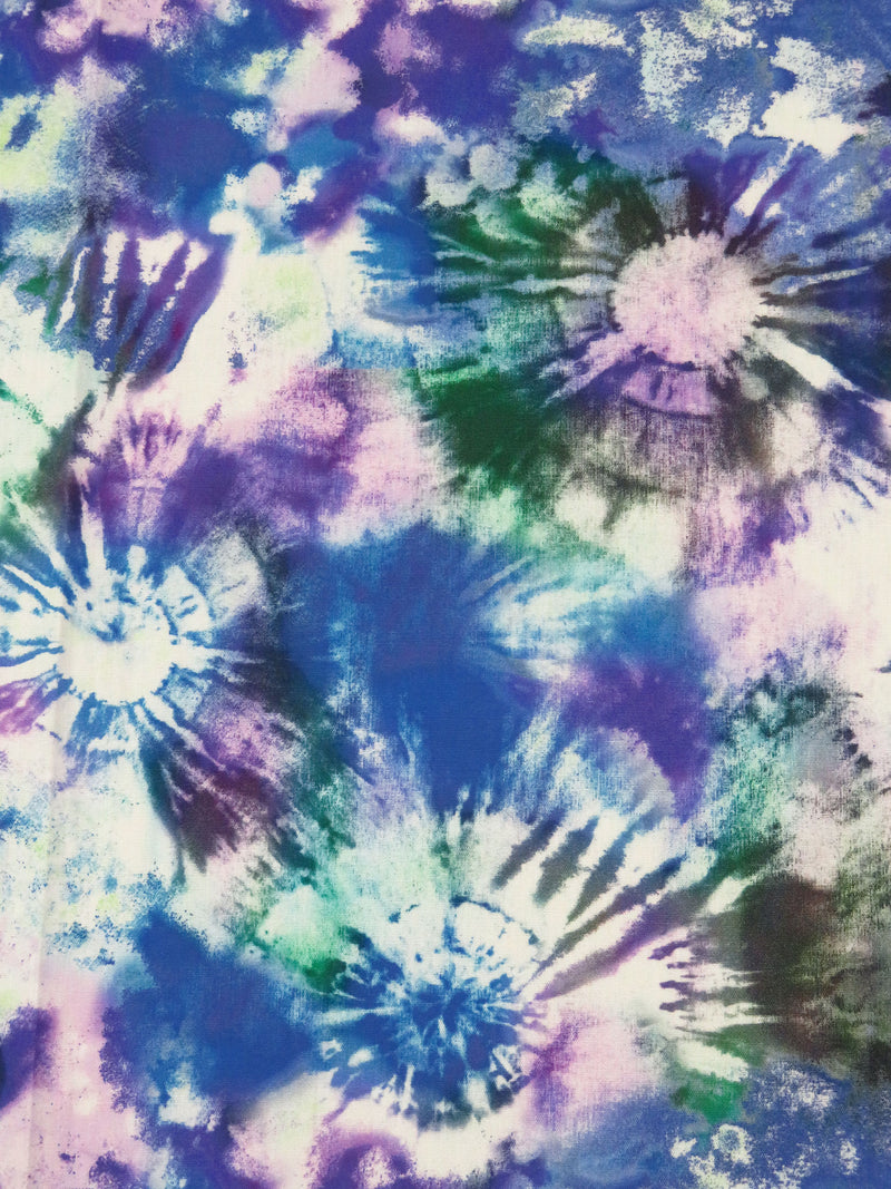 Cobalt/Amethyst/Forest Green/Multi 100% Cotton Tie-Dye Look Print Poplin Shirting 60W