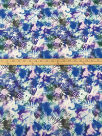 Cobalt/Amethyst/Forest Green/Multi 100% Cotton Tie-Dye Look Print Poplin Shirting 60W
