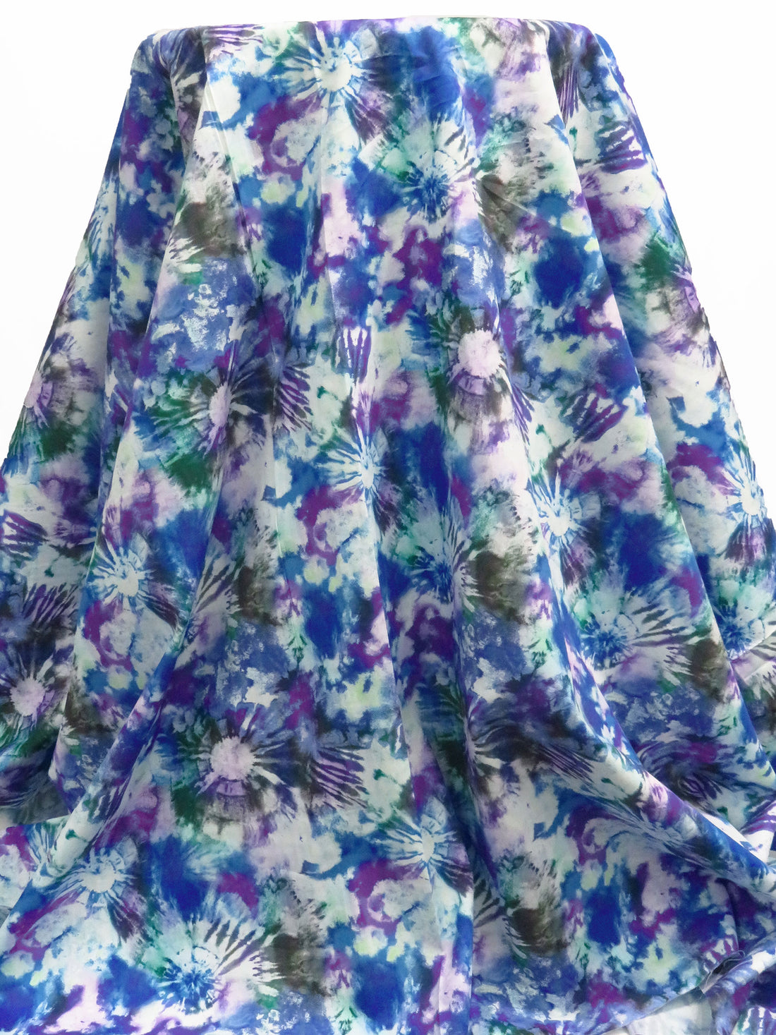 Cobalt/Amethyst/Forest Green/Multi 100% Cotton Tie-Dye Look Print Poplin Shirting 60W