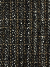 Black/Coffee/Granite/Off-White Wool/Polyester Novelty Weave Heavy Suiting 58W