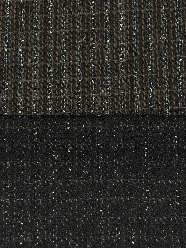 Black/Coffee/Granite/Off-White Wool/Polyester Novelty Weave Heavy Suiting 58W