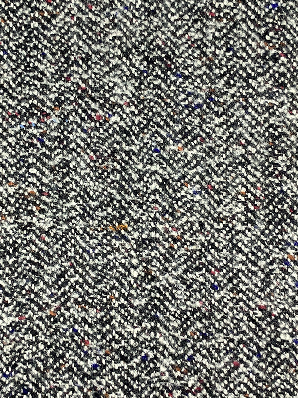 Dark Gunmetal/Off-White/Multi Wool/Polyester Chevron-Look Weave Heavy Suiting 58W