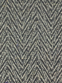 Muted Black/Stone Wool/Polyester Chevron-Look Weave Heavy Suiting/Coating 58W