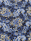 Dark Cornflower Blue/Goldenrod/Black/Multi Cotton/Lycra Floral Paisley Print Stretch Poplin Shirting 56W