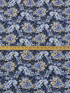 Dark Cornflower Blue/Goldenrod/Black/Multi Cotton/Lycra Floral Paisley Print Stretch Poplin Shirting 56W