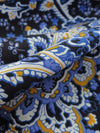 Dark Cornflower Blue/Goldenrod/Black/Multi Cotton/Lycra Floral Paisley Print Stretch Poplin Shirting 56W