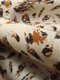 Wheat/Cinnamon Brown/Dark Cedar Brown 100% Linen Brush Stroke Print Shirt Weight Woven 60W