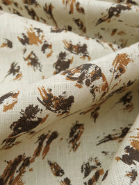 Wheat/Cinnamon Brown/Dark Cedar Brown 100% Linen Brush Stroke Print Shirt Weight Woven 60W