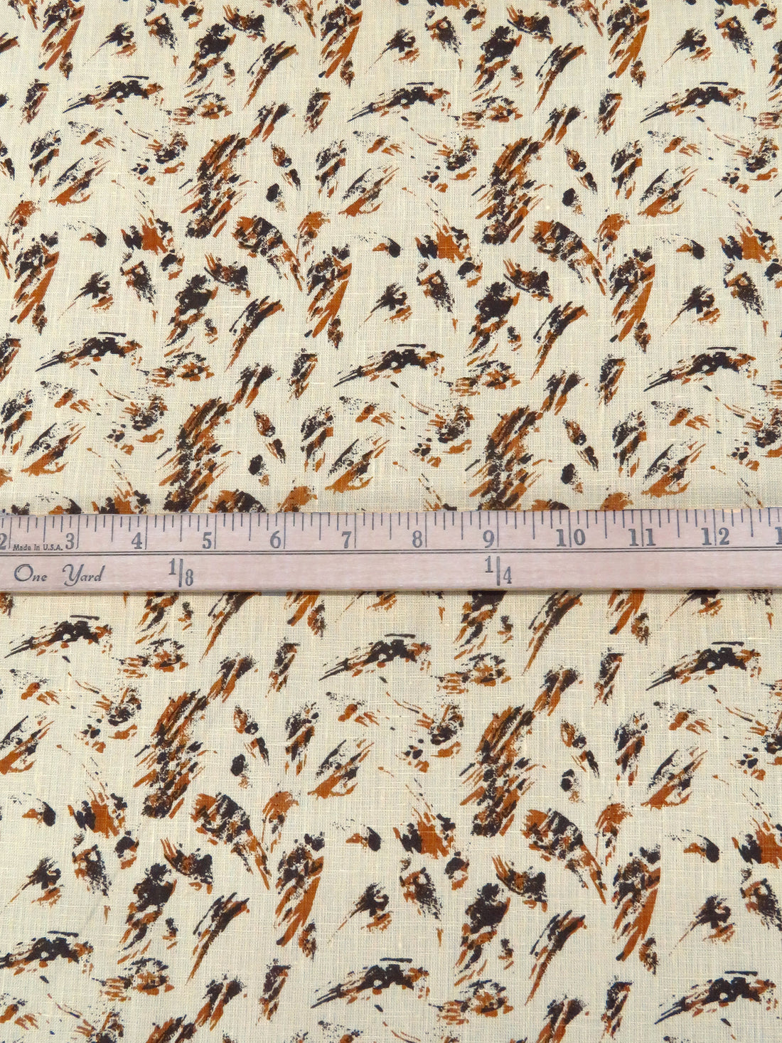 Wheat/Cinnamon Brown/Dark Cedar Brown 100% Linen Brush Stroke Print Shirt Weight Woven 60W