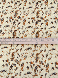 Wheat/Cinnamon Brown/Dark Cedar Brown 100% Linen Brush Stroke Print Shirt Weight Woven 60W