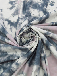 Slate Blue/Dusty Lilac/Stormy White 100% Cotton Tie-Dye Look Print Poplin Shirting 60W