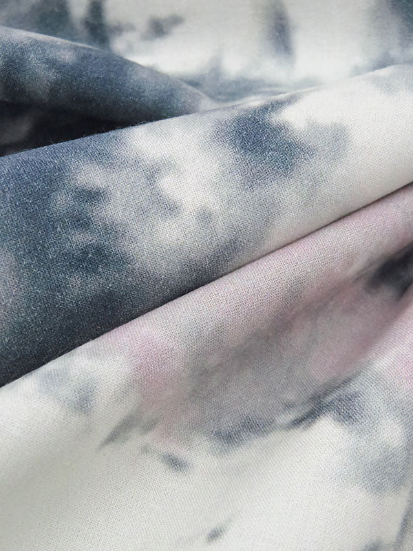 Slate Blue/Dusty Lilac/Stormy White 100% Cotton Tie-Dye Look Print Poplin Shirting 60W