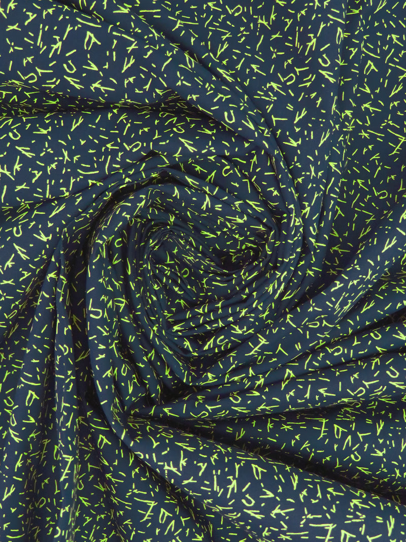 Navy/Light Green 100% Cotton Mini Abstract Etches Print Poplin Shirting 56W