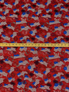 Red/White/Blue 100% Rayon Wavy USA Flag & Fireworks Print Challis 52W