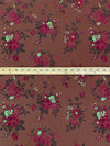 Warm Copper Rose/Boysenberry/Pine Green/Metallic Gold 100% Rayon Floral Foil Print Challis 52W