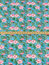 Flamingo Pink/Cerulean/Forest Green/Multi 100% Rayon Tropical Flamingo Print Challis 56W