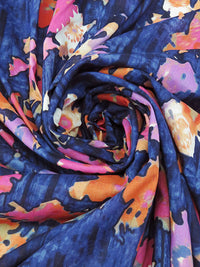 Midnight Blue/Magenta/Carrot Orange/Multi 100% Cotton Tie-Dye Print Lawn 54W