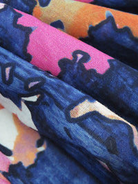 Midnight Blue/Magenta/Carrot Orange/Multi 100% Cotton Tie-Dye Print Lawn 54W