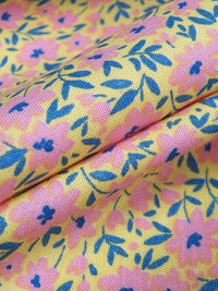 Citrus Yellow/Taffy Pink/Sapphire 100% Rayon Ditsy Floral Print Challis 54W