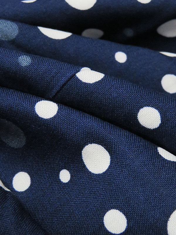 Navy/Ghost White/Dark Slate Blue 100% Rayon Polka Dot Print Challis 54W