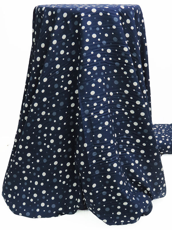 Navy/Ghost White/Dark Slate Blue 100% Rayon Polka Dot Print Challis 54W