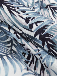 Steel Blue/White/Pale Lilac/Midnight Blue 100% Rayon Tropical Foliage Print Challis 54W