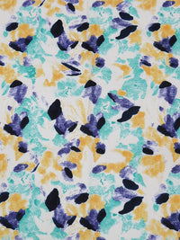 Midnight Blue/Marigold/Seafoam/Multi 100% Rayon Splotches Print Challis 54W