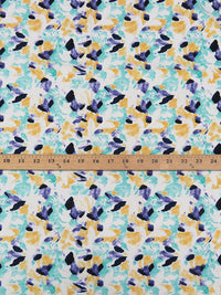 Midnight Blue/Marigold/Seafoam/Multi 100% Rayon Splotches Print Challis 54W