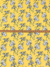 Yellow/White/Dark Navy 100% Rayon Sketch Floral Print Challis 54W