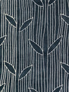 Dusty Dark Slate Blue/White 100% Rayon Vertical Stripe Twin Leaf Print Challis 54W