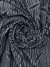 Dusty Dark Slate Blue/White 100% Rayon Vertical Stripe Twin Leaf Print Challis 54W