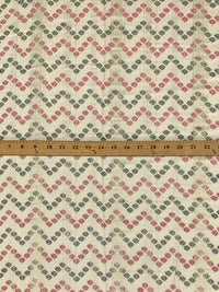 Sand Castle/Old Rose/Dark Taupe/Metallic Gold 100% Rayon Vertical Stripe Broken Chevron Dot Print Challis 54W