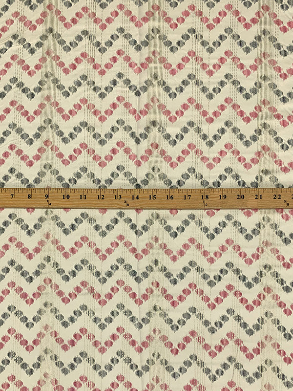 Sand Castle/Old Rose/Dark Taupe/Metallic Gold 100% Rayon Vertical Stripe Broken Chevron Dot Print Challis 54W