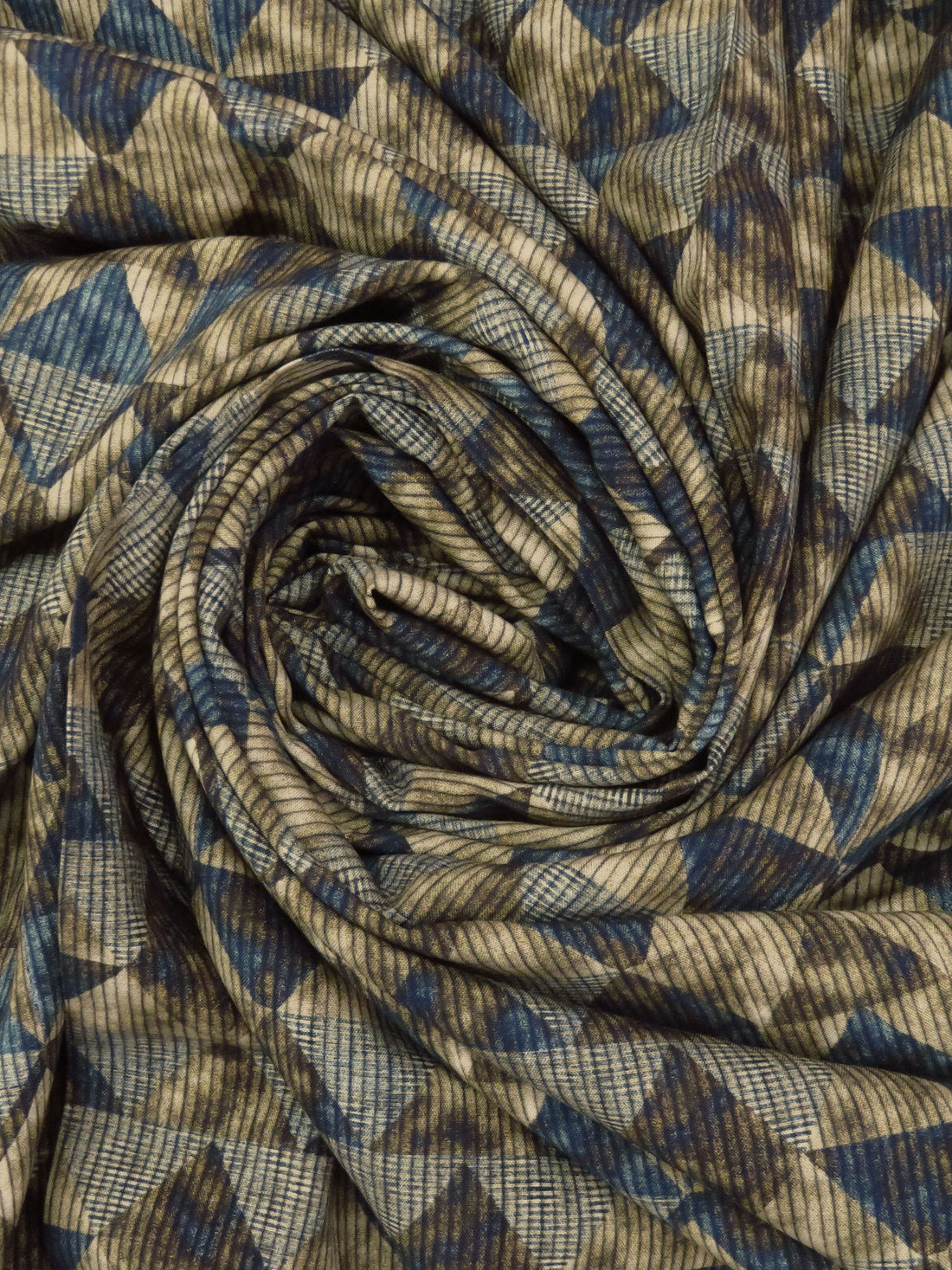 Stoney Beige/Deep Pacific Blue/Charcoal/Multi 100% Rayon Mottled Diamond Print Shirt Weight Woven - Ecoliva - 56W