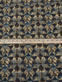 Stoney Beige/Deep Pacific Blue/Charcoal/Multi 100% Rayon Mottled Diamond Print Shirt Weight Woven - Ecoliva - 56W