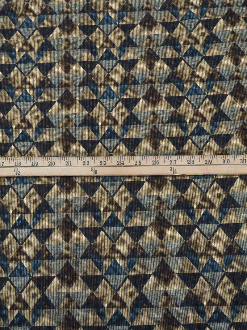 Stoney Beige/Deep Pacific Blue/Charcoal/Multi 100% Rayon Mottled Diamond Print Shirt Weight Woven - Ecoliva - 56W