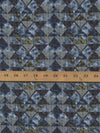 Slate Blue/Olive/Sapphire 100% Rayon Mottled Diamond Print Shirt Weight Woven - Ecoliva - 56W