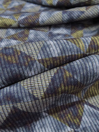 Slate Blue/Olive/Sapphire 100% Rayon Mottled Diamond Print Shirt Weight Woven - Ecoliva - 56W