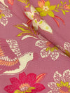 Charm Pink/Straw/Antique White 100% Rayon Exotic Bird Floral Print Challis 54W