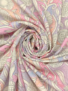 Pale Cream/Orchid Pink/Black/Multi 100% Rayon Dashed Floral Print Challis 54W