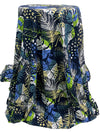 Navy/Lime/White/Cool Blue 100% Rayon Tropical Floral Print Challis 56W