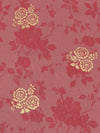 Mauve Rose/Gold/English Red 100% Rayon Floral Foil Print Challis 50W